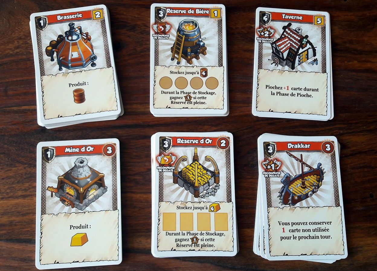 Seulement 6 bâtiments dans le jeu de base et tous disponibles lors de chaque partie