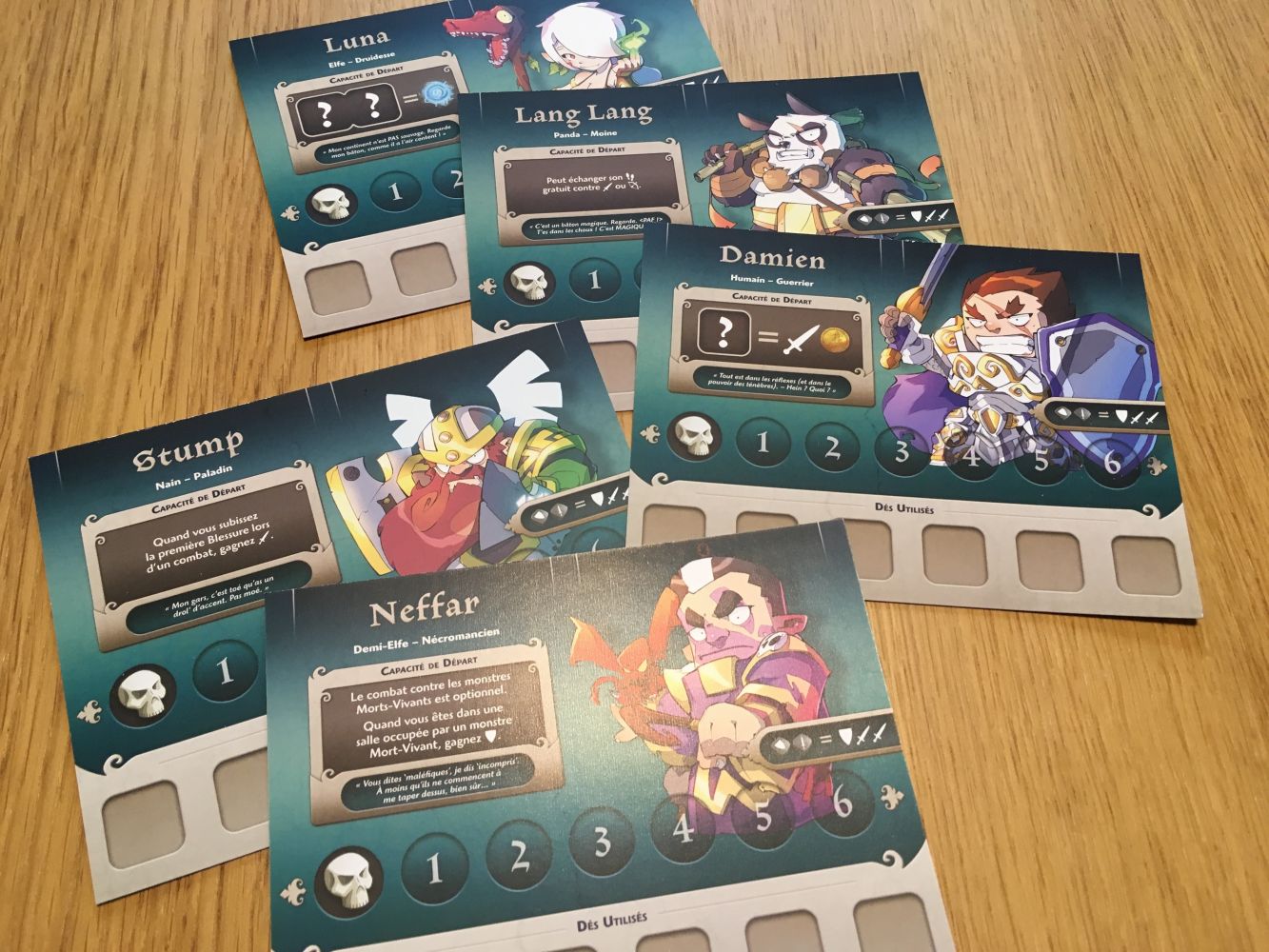 Les fiches des nouveaux personnages