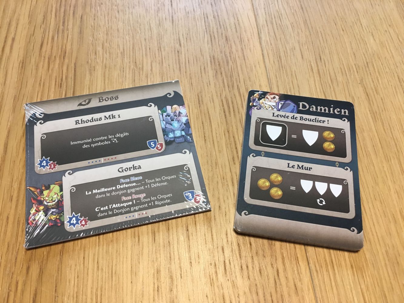 Les aides de jeu, les cartes compétences et les cartes pour Arcadia Quest