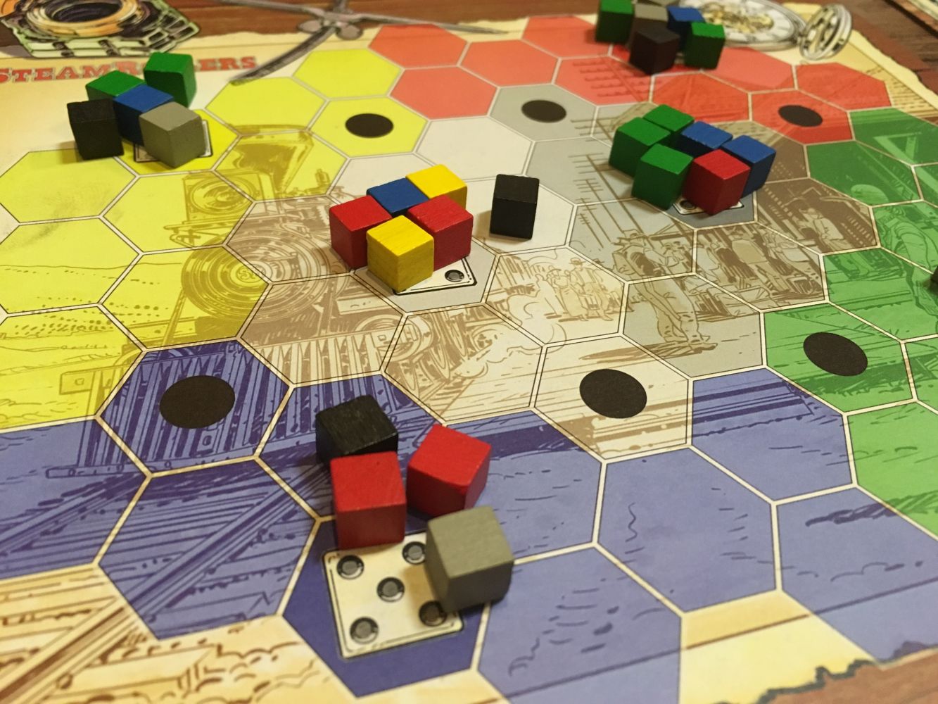 Le plateau central et les marchandises à livrer