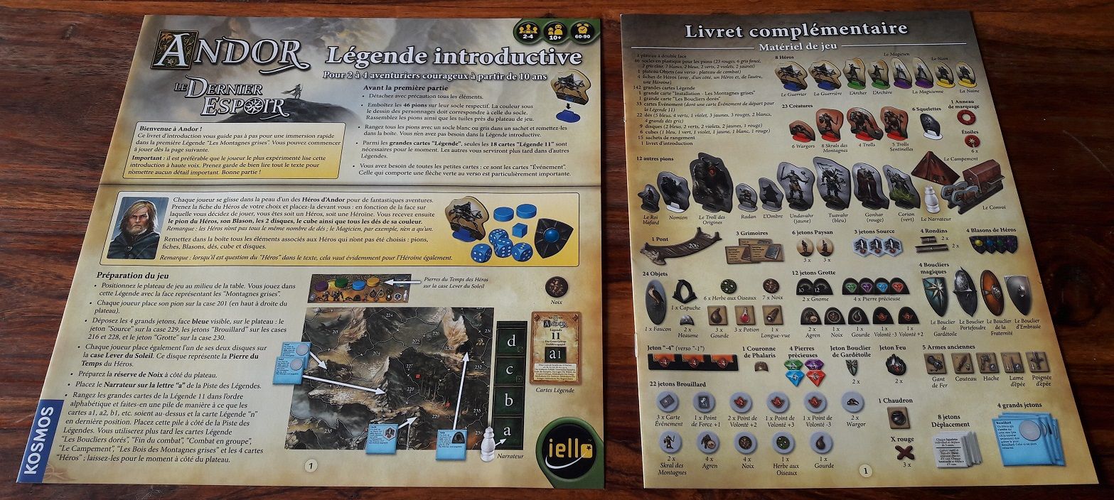 Un livret de règles assez complet mais qui comme dans Andor se fera voler la vedette par un scénario de tutoriel très bien fait nous apprenant à jouer. sans lire les règles :)