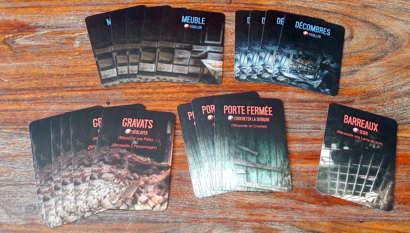 Chaque case du refuge se verra attribuée une carte dont le verso proposera différentes trouvailles.