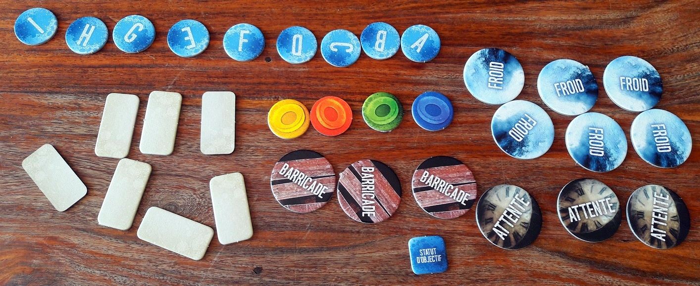 Alors là en vrac des jetons vierges, barricades, froid, attente, des jetons génériques, des rappels de couleur...