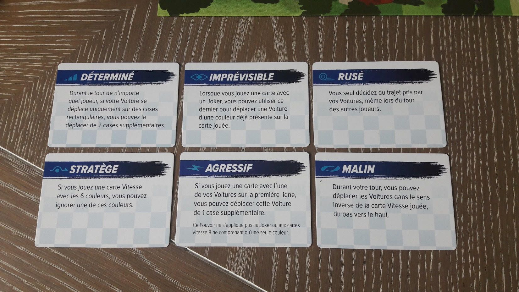 6 pouvoirs pour six voitures.