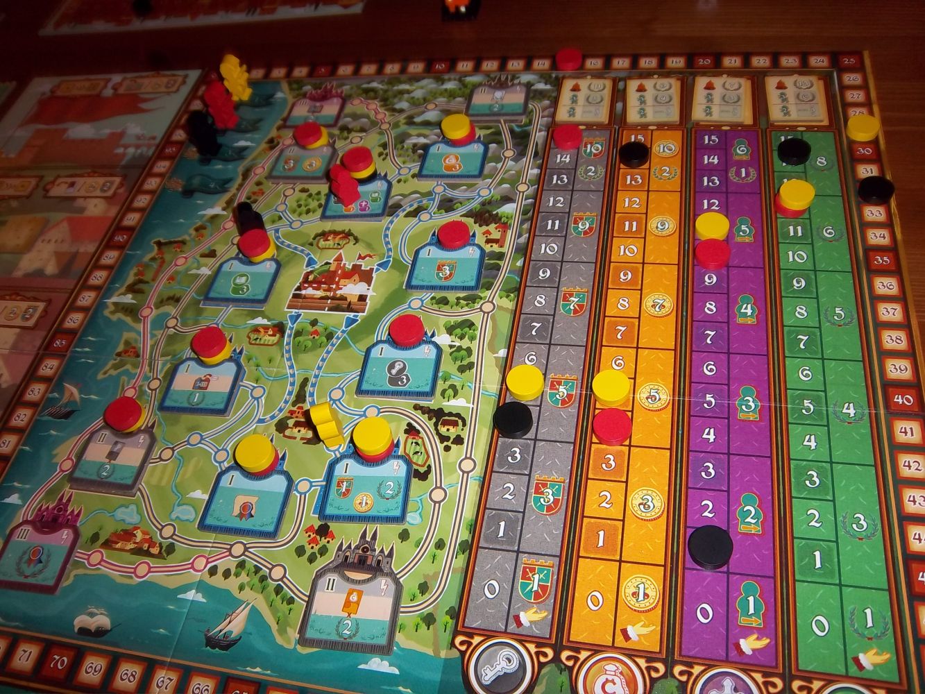 Une vue du plateau à la fin de la partie.