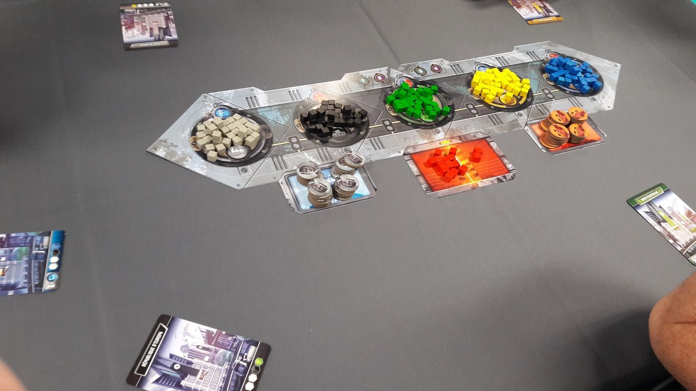 It's a wonderfull world : le Plateau central.  Il donne l'ordre de productions des ressources : gris noir vert jaune puis bleu.