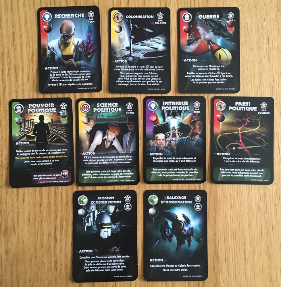 Les différentes actions des cartes Domaine