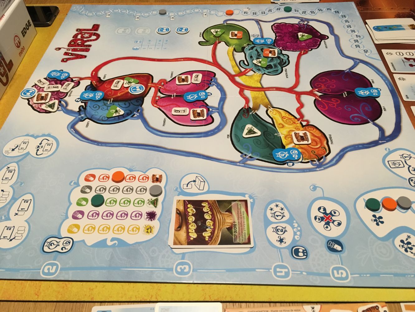 Le plateau de jeu avec les virus qui s’installent