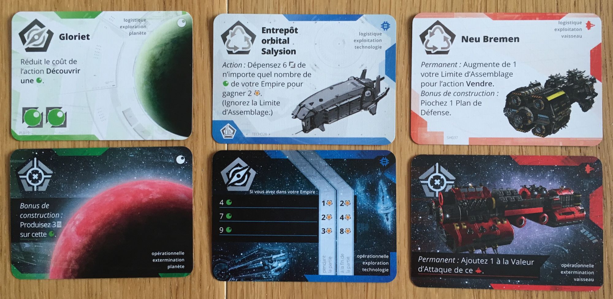 Les trois types de cartes