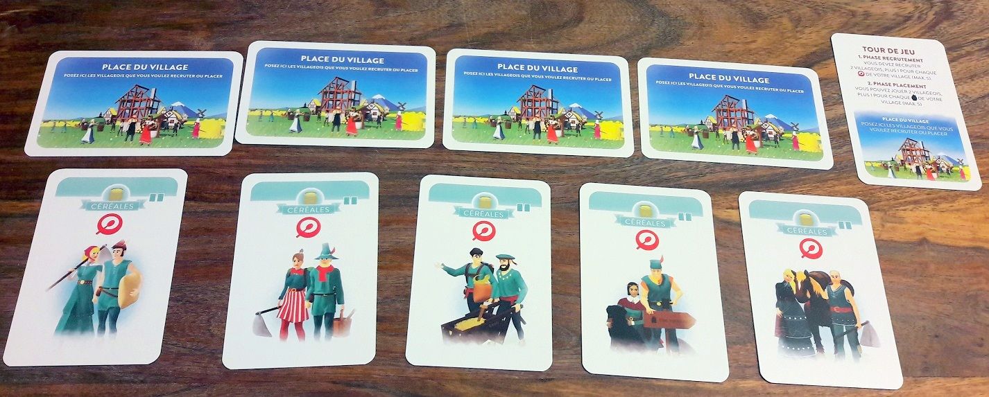5 places de village / rappel de tour de jeu et 5 compagnons de départ.