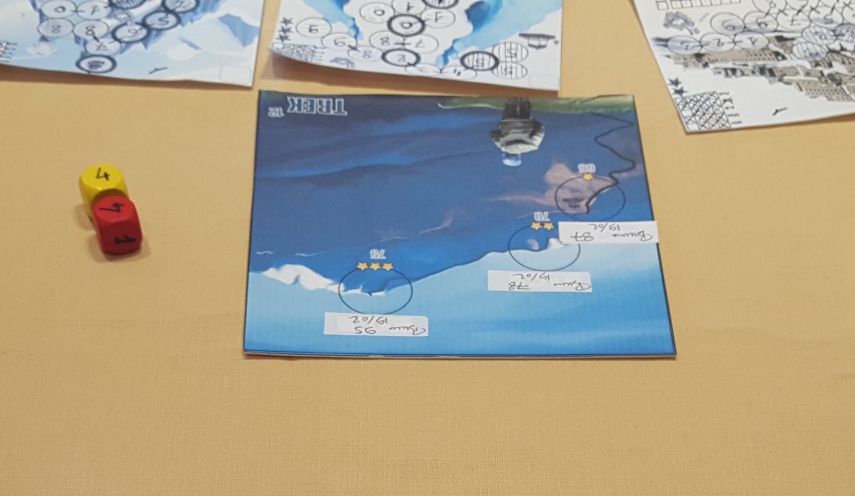 Treck, un Roll&Write très original, de Bruno Cathala et Corentin Lebrat. Signé pendant le festival par les Lumberjacks boys !