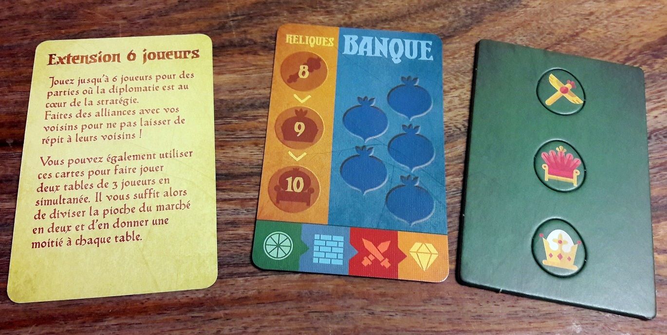 Aussi inclus, le matériel pour jouer à 6 joueurs avec la banque et même 3 reliques originales !