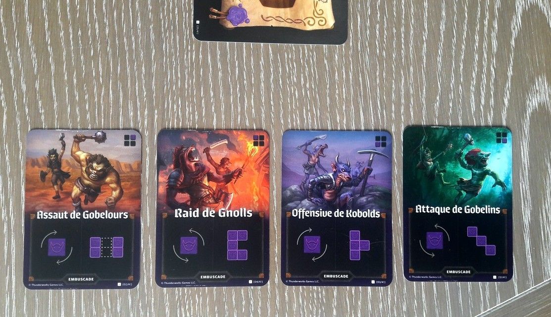 Les 4 cartes "embuscades".