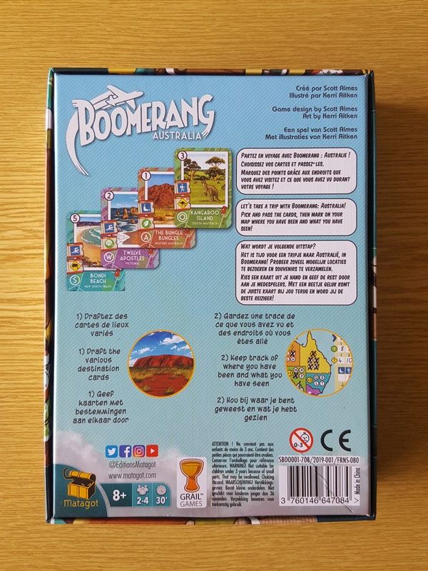 Le dos de boite : un jeu pour 2 à 4 joueurs à partir de 8 ans pour des parties de 30 minutes.