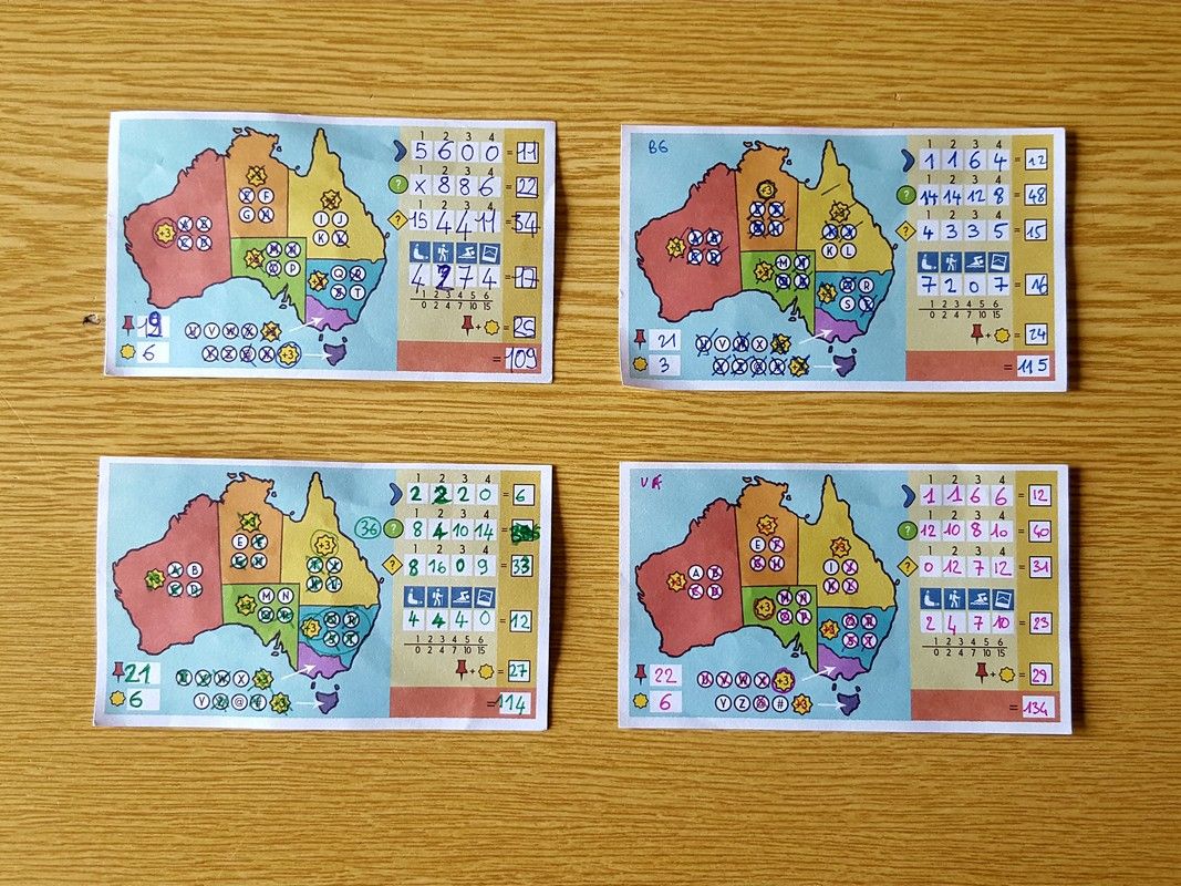 Fin de partie à 4 joueurs (134, 115, 114 et 109 points).