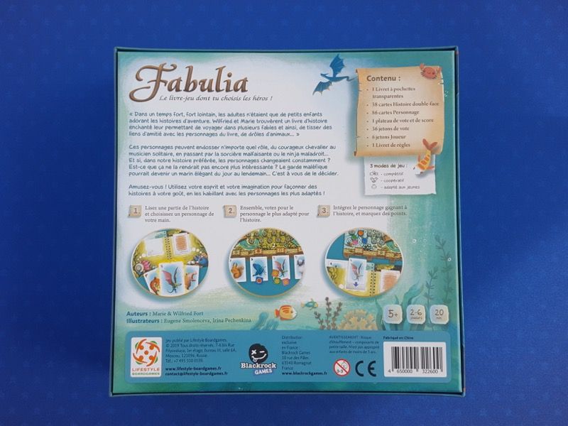 Le dos de boite avec des explications rapides du thème et du mécanisme.