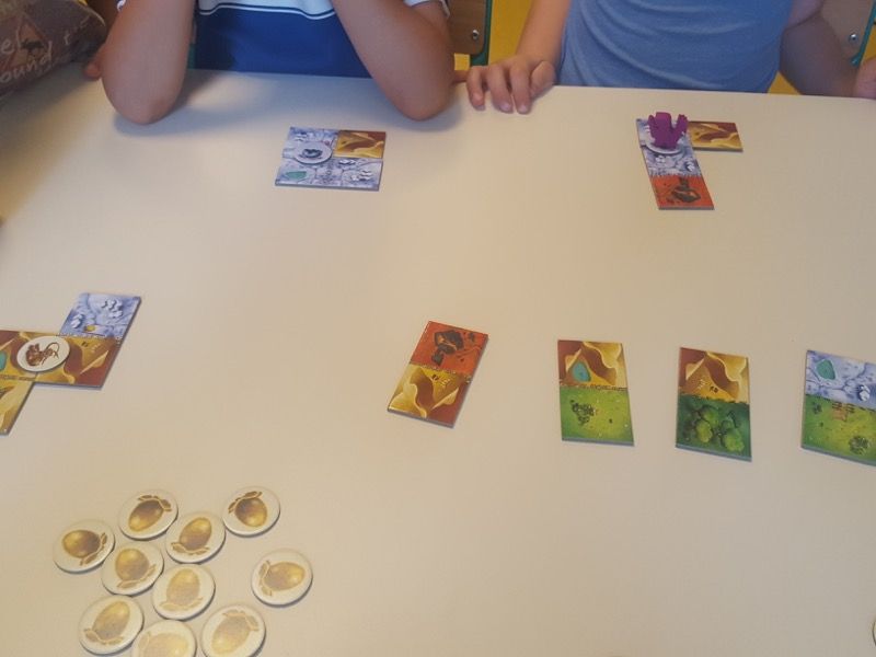 Chacun choisit un domino et le pose dans son royaume.