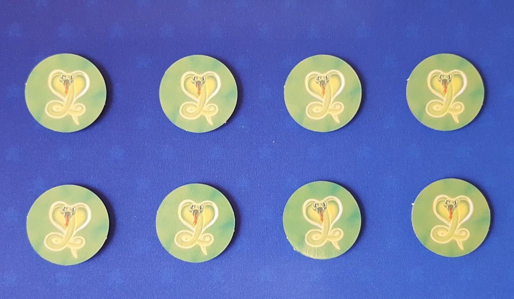 Les 8 jetons Cobra côté verso.
