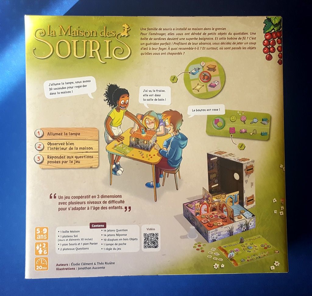 Le dos de la boite avec les premières explications et un QR code pour une petite video explicative.