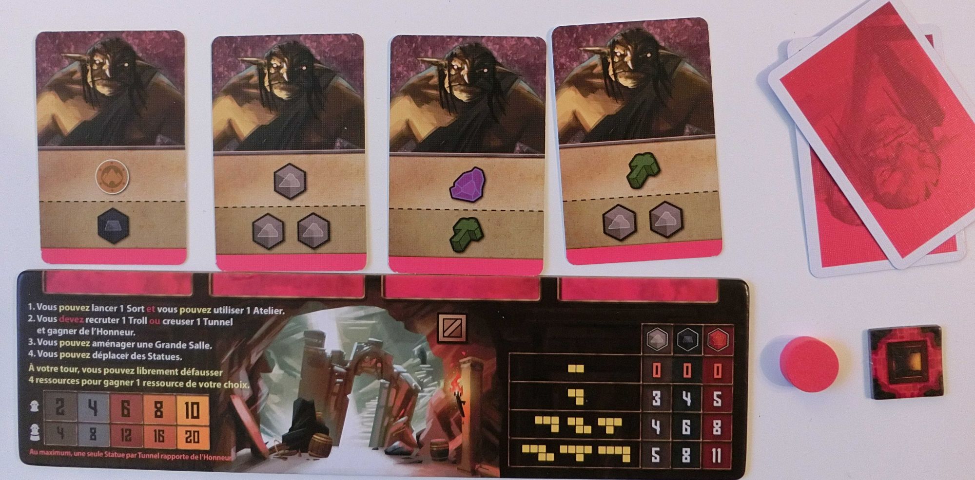 Plateau personnel de départ avec nos trolls de base