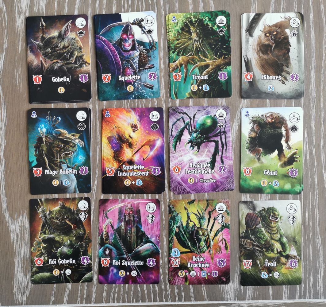 Les monstres de 4 zones sur 8 : Collines, Ruines, Forêts et Vallées