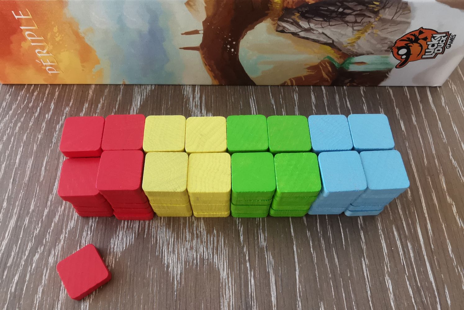 Les marqueurs : 24 par joueurs …  statistiquement suffisant pour un territoire de 36 cases mais compliqué si on joue avec l’empilement.