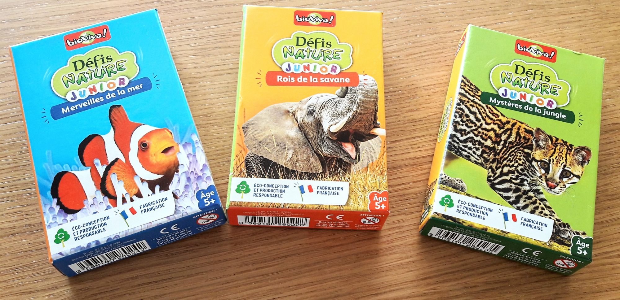 Voici les trois premières boîtes de la gamme Défis Nature Junior.