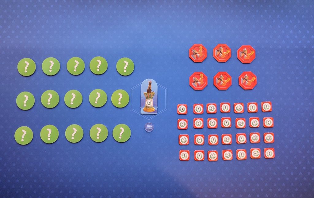 les 15 jetons progrès, les 6 jetons côté conflit, les 21  jetons de victoire militaire et le pion chat.