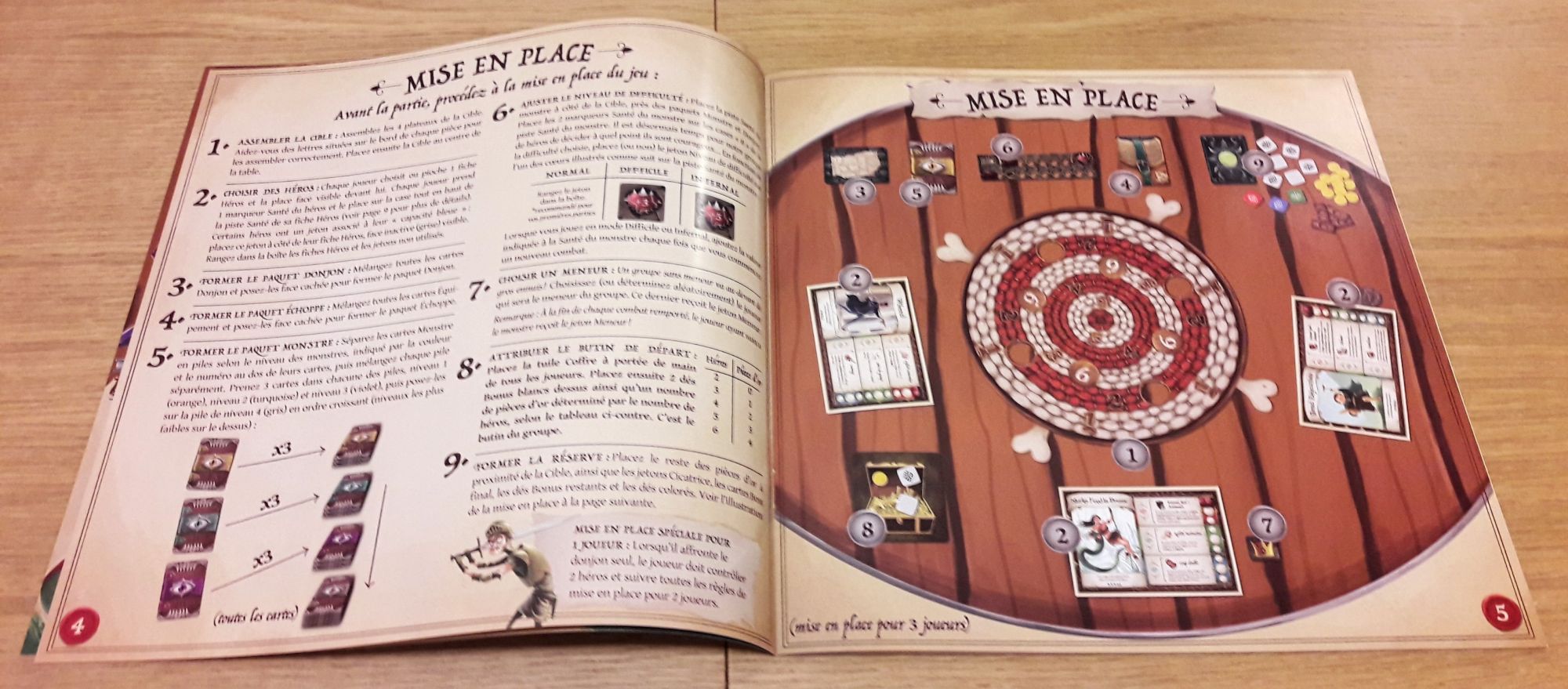 Un livret de règles très précis mais plein d'humour et une page dédiée à l'iconographie des contraintes physiques des lancés de dés.