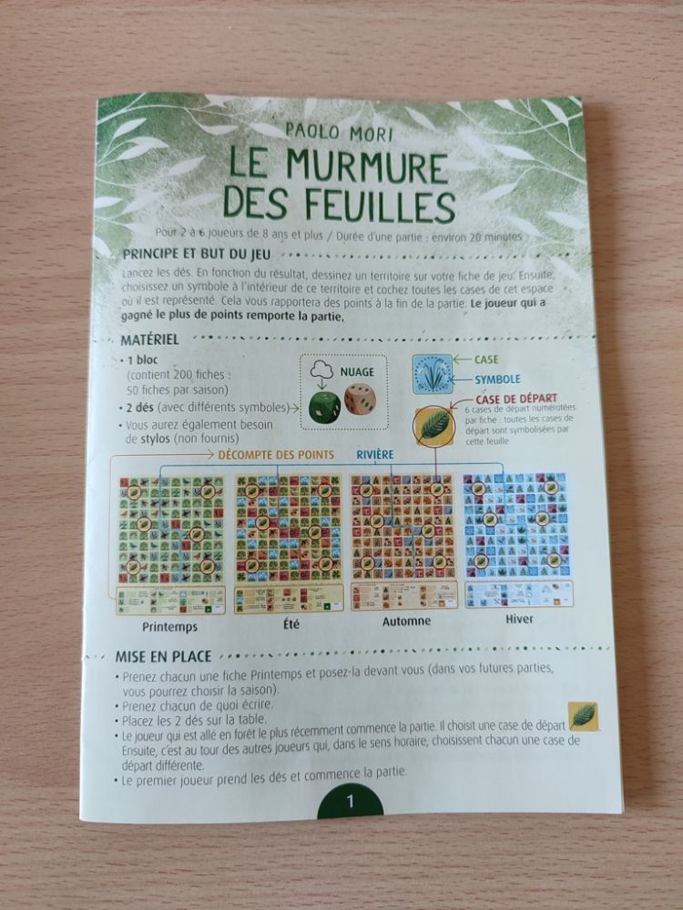 Une règle efficace avec 8 pages et beaucoup d'exemples illustrés (explications des scorings de chaque saison).