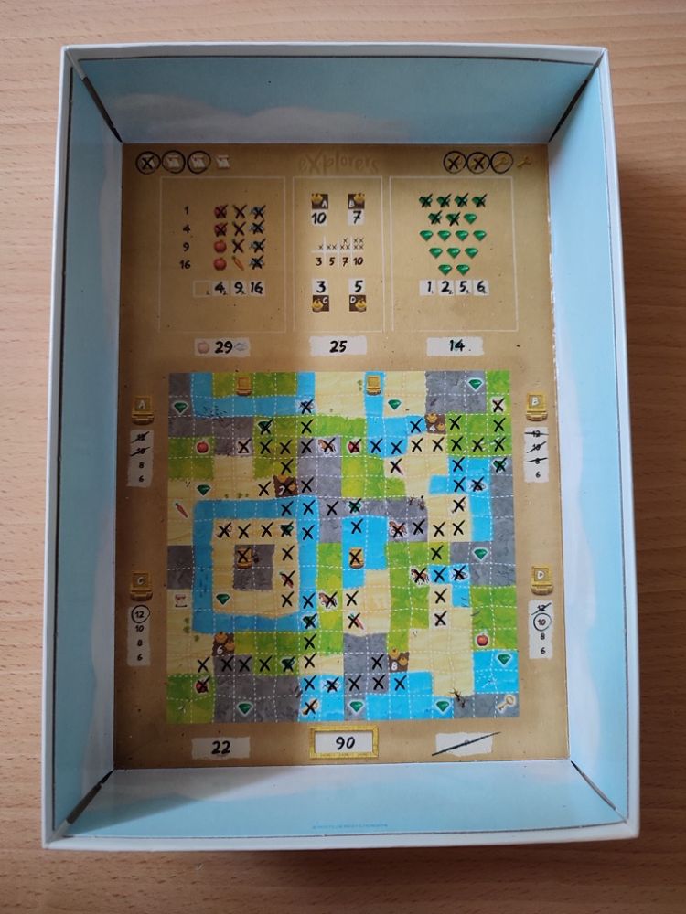 Une fiche de scores de fin de partie est collée au fond de el a boite : une super idée pour bien comprendre les différents  façons de compter les points !!