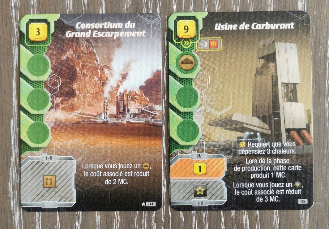 Plus de ressource acier ou métal juste une réduction. Certaines cartes mixent réduction et production de ressources.