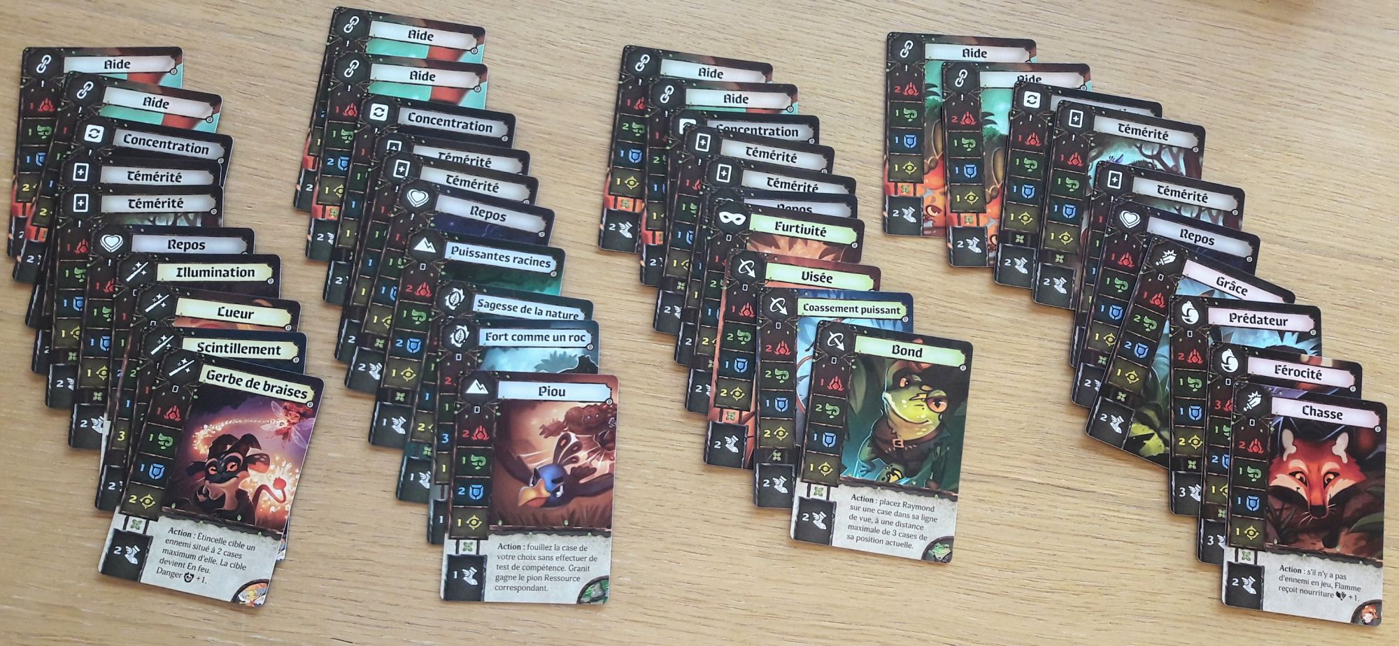 Chaque familier possède son propre deck de départ.