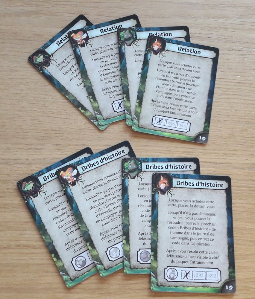 Chaque personnage possède des cartes spéciales.