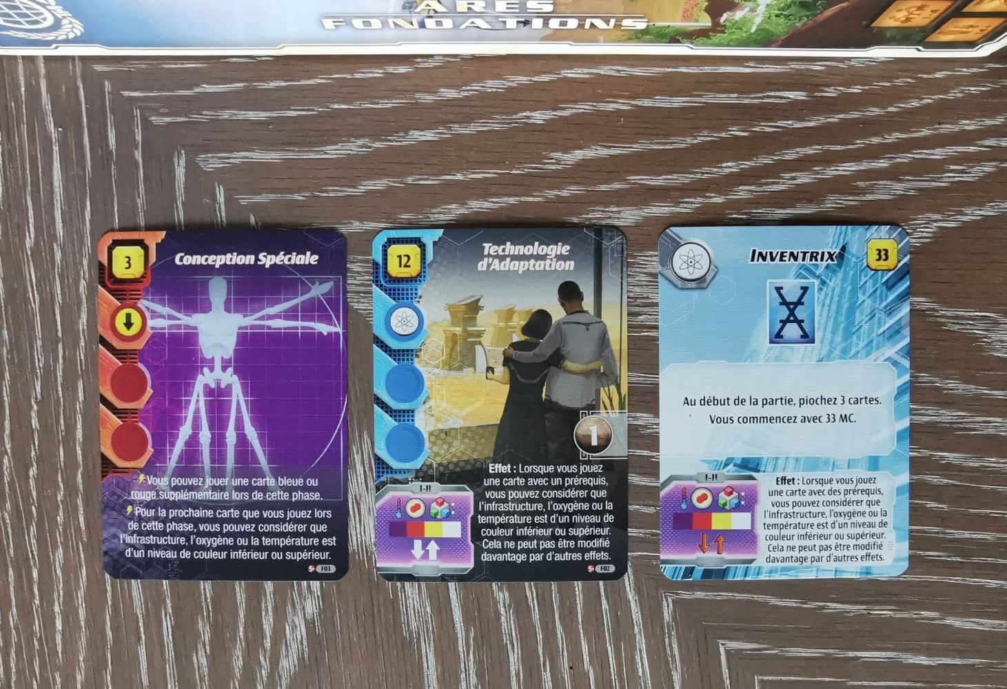 Ces cartes remplacent des cartes du jeu de base qui n'indiquaient que la température et l’oxygène. Elles concernent donc maintenant également l'infrastructure.