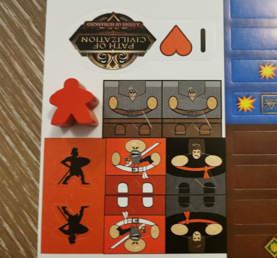 Le meeple Force Extérieure avec les 4 stickers possibles