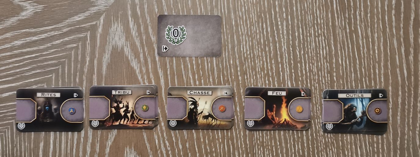 les 25 cartes de technologie primitives ( 5 par joueur)