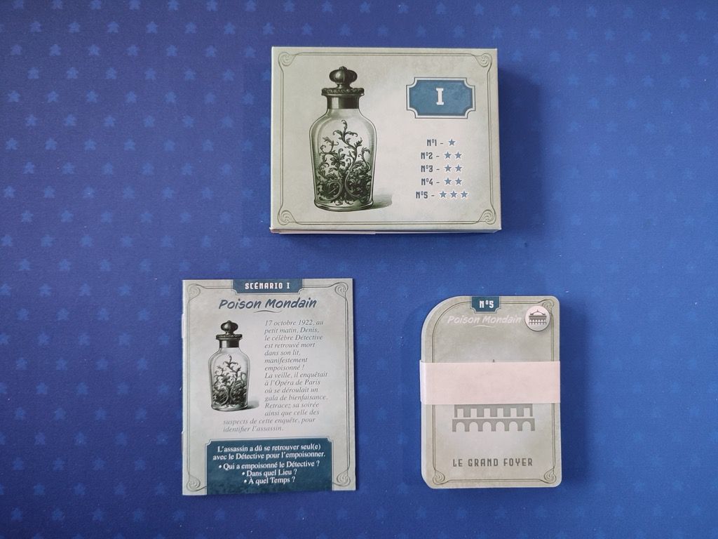 scénario 1 "Poison mondain" :  1 livret de 5 enquêtes de niveau de difficulté de 1 à 3.