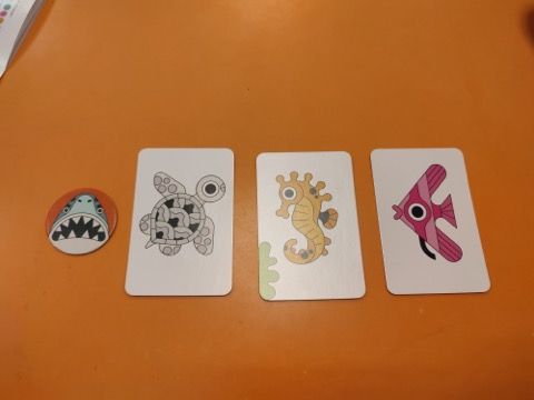 Chaque joueur reçoit une tuile Requin-tigre et la place sur la table à gauche des cartes qu'il va poser au fur et à mesure.