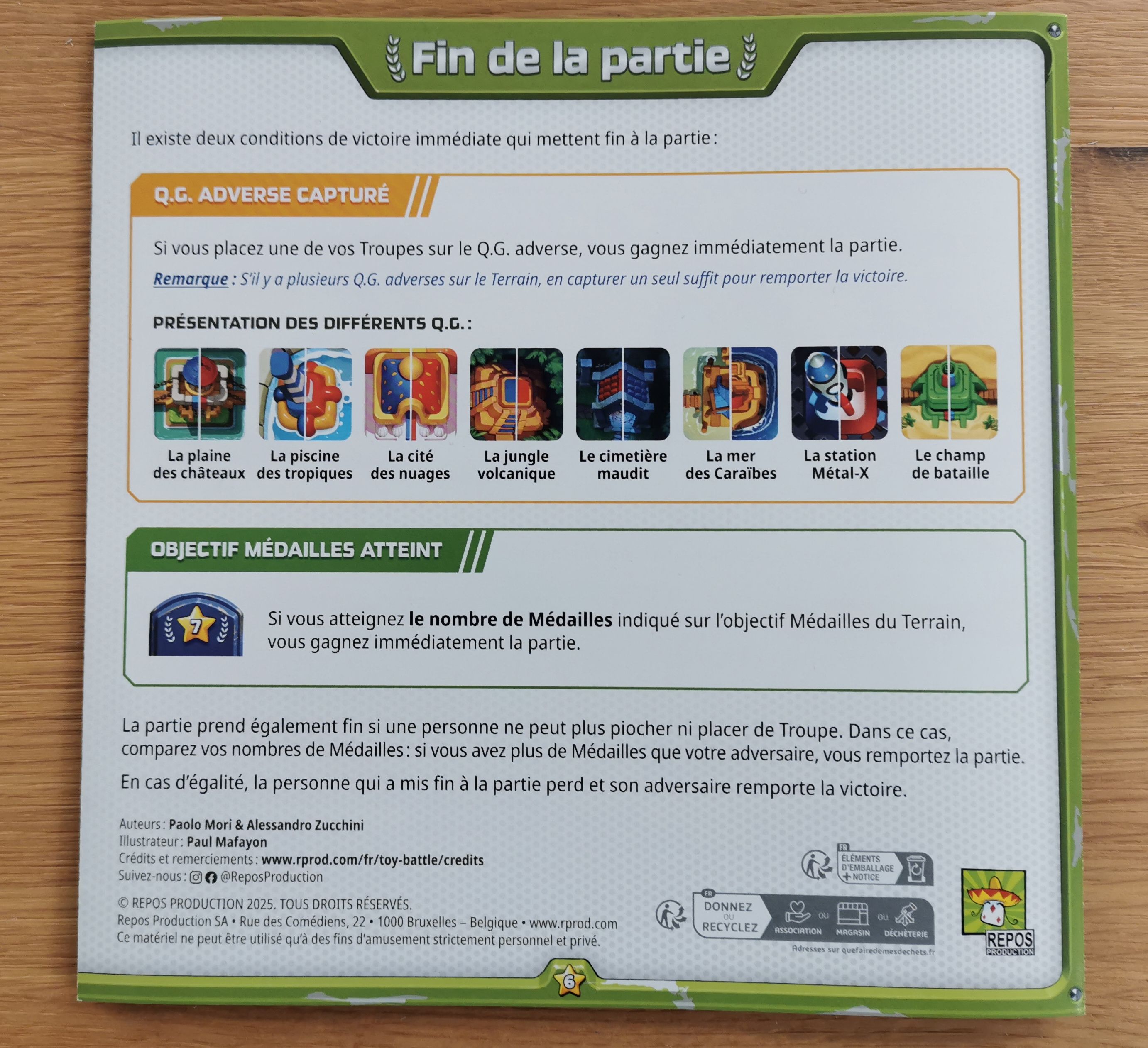 Les conditions de victoire.