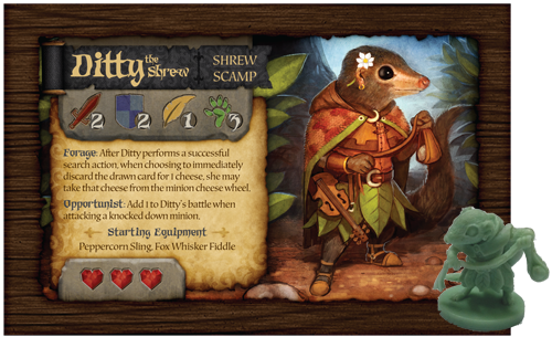 La carte de Ditty et sa figurine (exemple de production)