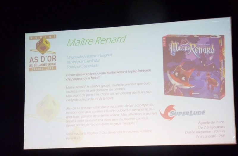 Maître Renard découvert à Cannes en 2015 et qui a fait son chemin depuis...