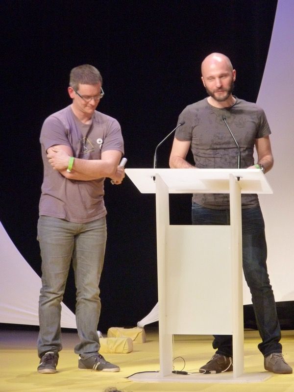 Voici les deux compères ravis, à gauche Fréderick Vuagnat, l'auteur du jeu et à droite Antoine Davrou le boss de Superlude.