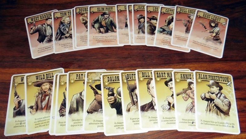 En haut les personnages Hors la loi, en bas les adjoints du Shérif.