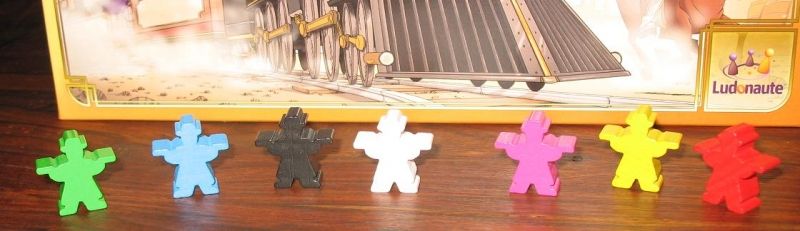 Choisissez votre meeple-cowboy, hélas le jaune est reservé au marshall...
