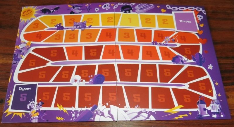 Un plateau qui pique les yeux (si on aime pas les couleurs flashy) mais qui correspond bien au public familial visé !