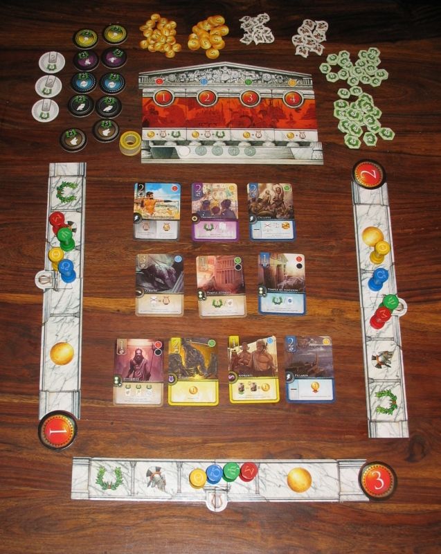 Mise en place complète pour 3 joueurs.