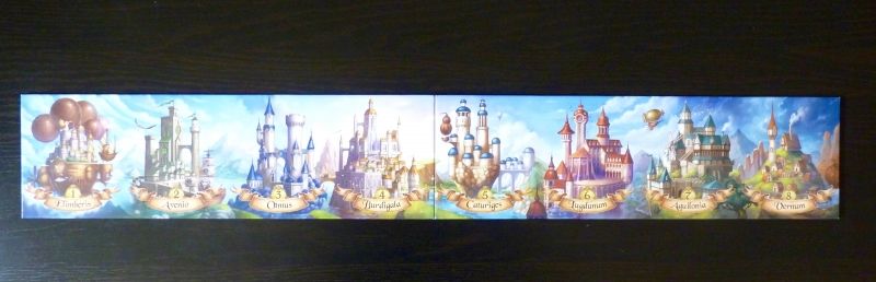 Le plateau de jeu avec les 8 cités.