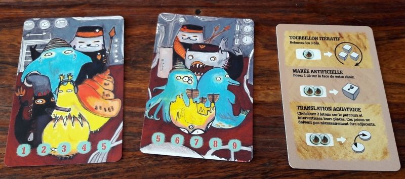 Les 2 cartes pour pouvoir jouer à 2 joueurs (ce ne sont pas les mêmes ;) ) et une aide de jeu.