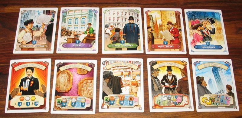 Les 5 cartes Bonus Rue (en haut) et 5 cartes Défi Bonus (en bas)